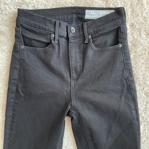 rag & bone Jean Womens High Rise Elephant Bell Flare Leg w/ slit Size 25 Black - Picture 2 of 15